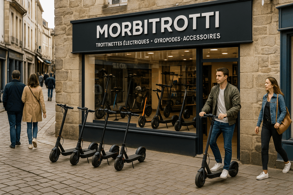 Devanture boutique Morbitrotti – trottinettes électriques à Vannes mobilité douce vannes boutique